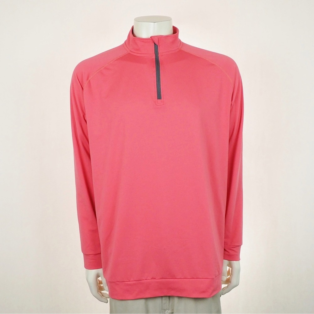 Swannies Golf Pullover Shirt Mens Sz XL Pink 1/4-Zip Mock Neck Performance Blend